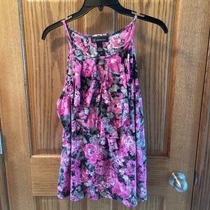 INC International Concepts Pink and Black Floral Tank Top Xl